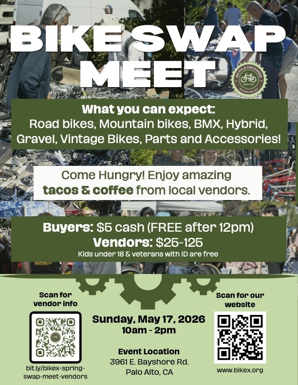 Spring 2026 SVBE Bike Swap Meet flyer