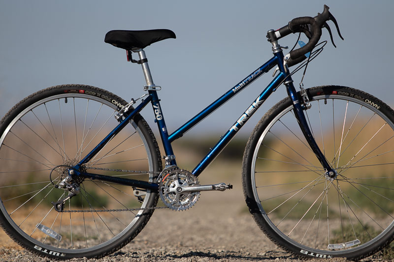#GravlKruzr: The top-of-the-line steel Trek Multitrack Hybrid was made in the USA, and now remade with drop bars, bar-end shifters and WTB 40mm Nano tires.