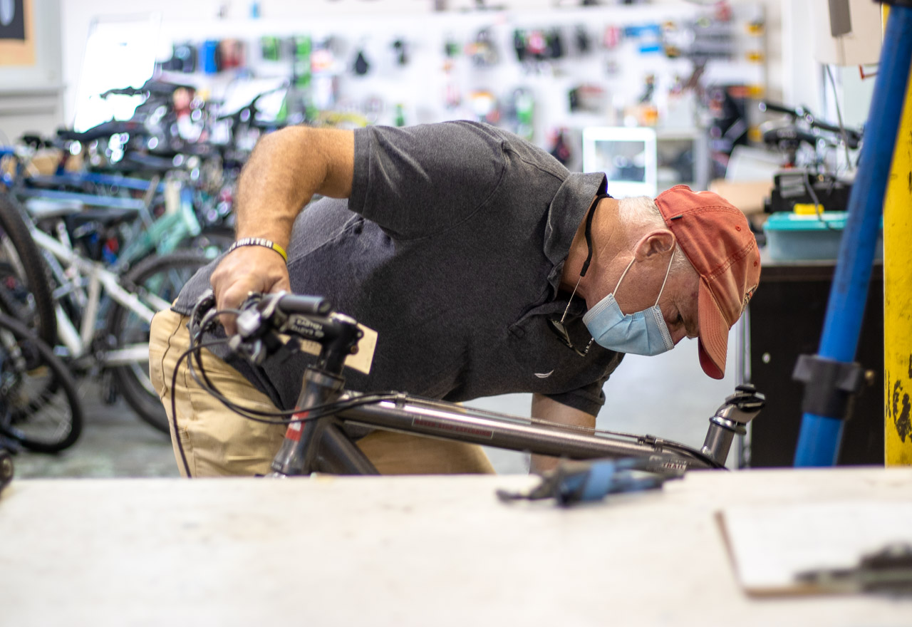 Patrick Twohy, Featured Volunteer, Silicon Valley Bicycle Exchange, September 2020. photo: Andrew Yee