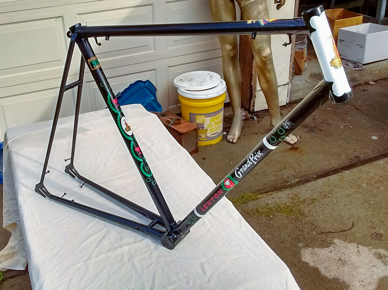 raleigh lenton grand prix frame after sand blast paint and decal s john felch
